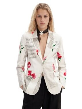 Desigual Straight Flora Text Blazer